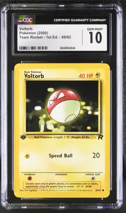 CGC 10 Voltorb 69/82 1st Edition Team Rocket 2000 Pokemon Card - Image 1