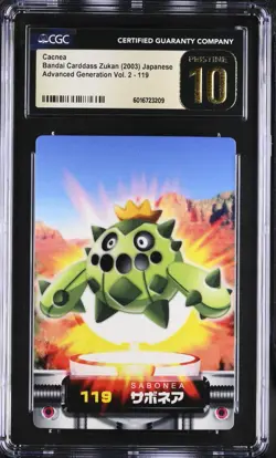 CGC 10 Pristine Cacnea #119 Bandai Carddass Zukan 2003 Advanced Vol. 2 Pokemon - Image 1