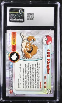 CGC 10 Kingler #99 Pokemon Topps Series 2 2000 Pokemon Card - Image 2
