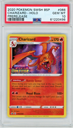2020 Pokemon SWSH Charizard SWSH066 Holo Prerelease Black Star Promo PSA 10 - Image 1