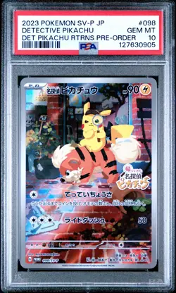 2023 POKEMON JPN SV-P PROMO #098 DETECTIVE PIKACHU PSA 10 - Image 1