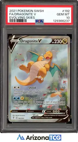 Pokemon 2021 Dragonite V 192/203 Alt Art Evolving Skies GEM MINT PSA 10 - Image 1