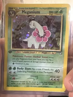 Pokemon TCG Meganium FIRST EDITION Neo Genesis 10/111 Holo Rare NM - Image 1