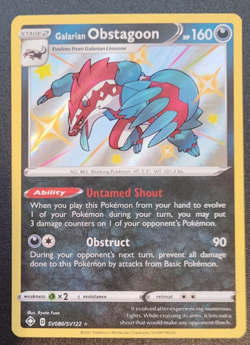 Pokemon Shining Fates Galarian Obstagoon Shiny Vault SV080/SV122 NM/M Condition - Image 1