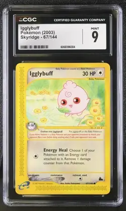 Igglybuff Pokemon (2003) Skyridge 67/144 CGC 9 MINT Common WOTC - Image 1