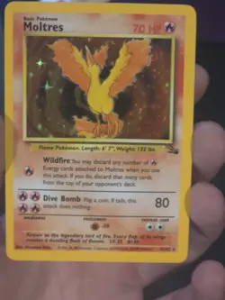 Pokemon TCG Moltres Holo Unlimited Rare Card 12/62 Fossil Set LP/MP - Image 1