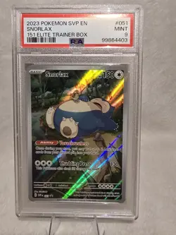 Pokemon TCG Snorlax Scarlet & Violet 151 ETB Promo Card #051 PSA 9 Mint - Image 1