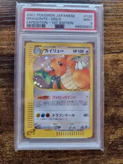 PSA 9 Dragonite Pokemon Card Japanese 126/128 1st Edition Expedition Base 2001 - Image 1
