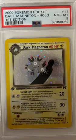 PSA 8 Dark Magneton Holo 1182 1st Edition Team Rocket 2000 Pokemon Card - Image 1