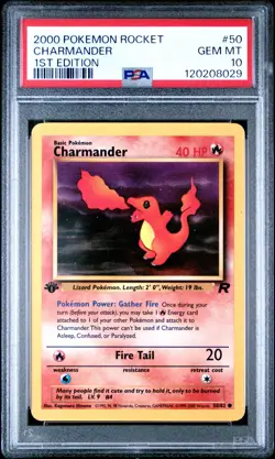 PSA 10 Charmander 50/82 1st Edition Team Rocket 2000 Pokemon Card - Image 1