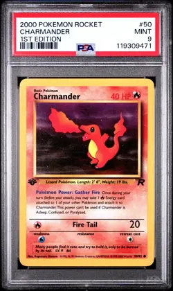 PSA 9 Charmander 50/82 1st Edition Team Rocket 2000 Pokemon Card - Image 1