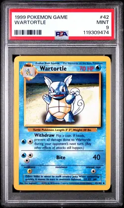 PSA 9 Wartortle 42/102 Base Set 1999 Pokemon Card - Image 1