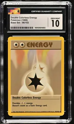 CGC 10 Double Colorless Energy 96/102 Base Set 1999 Pokemon Card - Image 1
