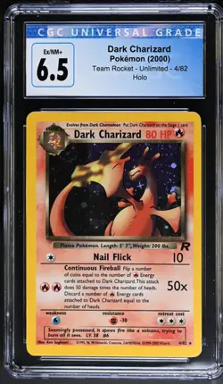 CGC 6.5 Dark Charizard Holo 4/82 Team Rocket 2000 Pokemon Card - Image 1