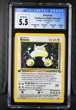 CGC 5.5 Snorlax Holo 11/64 1st Edition Jungle 2000 Pokemon Card German - Image 1