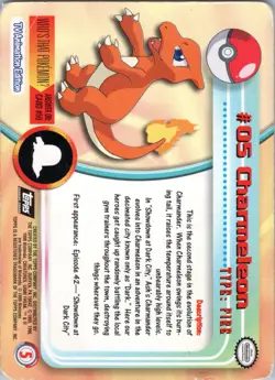 Pokemon 1999 Topps Pokemon TV Animation Edition #5 Charmeleon Card - Image 2