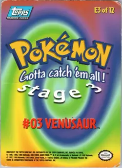 1999 Venusaur #03 Pokemon Topps TV Animation Series 1 Card - Image 2