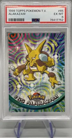 1999 Pokemon Topps #65 Alakazam PSA 6 EX-MT Excellent Mint Vintage Card - Image 1