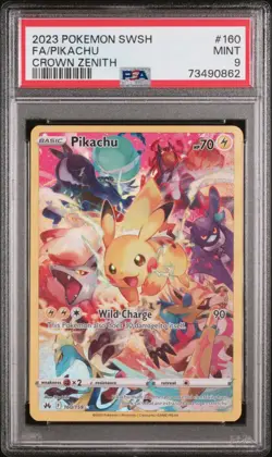 2023 POKEMON SWSH Crown Zenith 160 Full Art Pikachu PSA 9 Mint 73490862 - Image 1