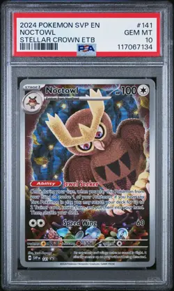 2024 POKEMON SVP EN-SV BLACK STAR PROMO #141 NOCTOWL PSA 10 - Image 1