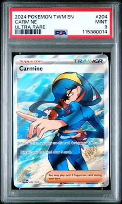 2024 POKEMON TWM EN-TWILIGHT MASQUERADE 204 CARMINE ULTRA RARE PSA 9 - Image 1