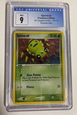 Pokemon Spinarak CGC Grade 9 - 75/115 - Reverse Holo EX Unseen Forces - Image 1