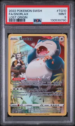 2022 Pokemon Sword & Shield Lost Origin #TG10 Fa/Snorlax PSA 9 - Image 1