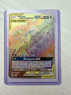2019 Pokemon TCG Moltres Zapdos Articuno GX 69/68 Hidden Fates Rainbow Rare Holo - Image 2