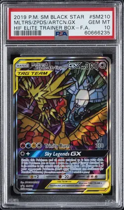 2019 POKEMON SM BLACK STAR PROMO FULL ART/MOLTRES & ZAPDOS & ARTICUNO GX PSA 10 - Image 1