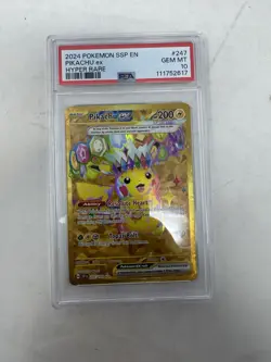 2024 POKEMON SSP EN-SURGING SPARKS #247 PIKACHU ex HYPER RARE PSA 10 - Image 1