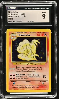 CGC 9 MINT Ninetales 1999 Base Set 12/102 Holo Pokemon Card - Image 1