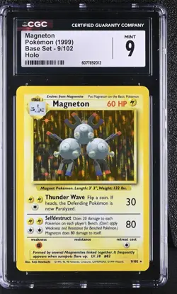 CGC 9 MINT Magneton 1999 Base Set 9/102 Holo Pokemon Card - Image 1