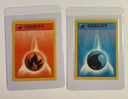 WATER & FIRE ENERGY Pokemon Cards 1999 BASE Series Lot 13 - Image 1