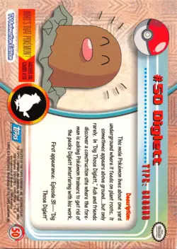 DIGLETT #50 - BLUE Logo - SILVER HOLO - SERIES 1 - TOPPS Pokemon Card - NM/LP - Image 2