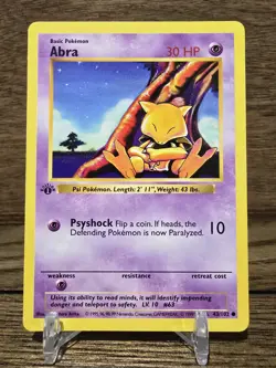 Pokemon Card TCG Abra Shadowless Base Set 1st Edition Common 43/102 LP Vintage - Image 1