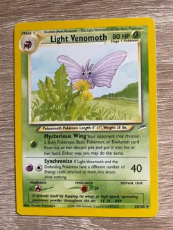 Pokemon TCG Light Venomoth Neo Destiny 53/105 Regular Unlimited Uncommon - NM - Image 1