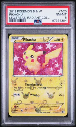 2013 POKEMON B&W LEGEND TREASURES RADIANT COLL #RC7 PIKACHU PSA 8 - Image 1