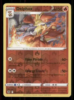 Delphox SWSH12: Silver Tempest #027/195 Rare Reverse Holo Pokemon LP - Image 1