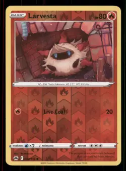 Larvesta Crown Zenith #024/159 Common Reverse Holo Pokemon LP - Image 1