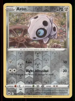 Aron Crown Zenith #087/159 Common Reverse Holo Pokemon LP - Image 1