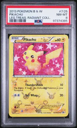 2013 POKEMON B&W LEGEND TREASURES RADIANT COLL #RC7 PIKACHU PSA 8 - Image 1
