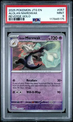 2025 POKEMON JTG EN-JOURNEY TOGETHER REVERSE HOLO #057 ALOLAN MAROWAK PSA 9 - Image 1