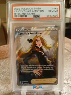 2022 Pokemon Cynthia’s Ambition PSA 10 Brilliant Stars Full Art Trainer - Image 1