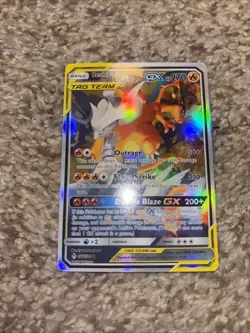 Pokemon TCG Reshiram & Charizard GX Holo Card FAKE/REPLICA/DISPLAY ONLY - Image 1
