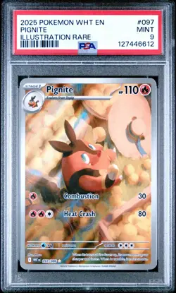 Pokemon TCG Pignite 097/086 2025 White Flare Illustration Rare Card - PSA 9 MINT - Image 3