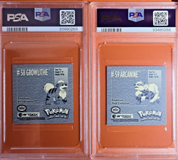 PSA 10 GEM MINT 1999 Pokemon Growlithe and Arcanine Stickers Series 1 #58 & #59 - Image 2