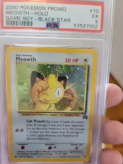 ✨SWIRL✨2000 POKEMON PROMO MEOWTH-HOLO GAME BOY-BLACK STAR PSA 5 - Image 2