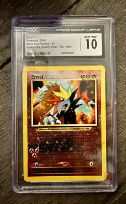 Pokemon TCG Entei #34 Reverse Holo WOTC 2000 Black Star Promo CGC GEM MINT 10 - Image 1