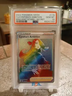 Pokemon TCG Cynthia's Ambition PSA 10 Rainbow Rare Full Art Brilliant Stars 178 - Image 1