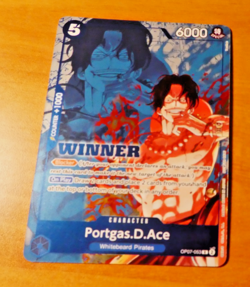 ONE PIECE ENGLISH CARD PROMO HOLO CARTE Portgas D Ace OP07-053 WINNER JCC ** - Image 1